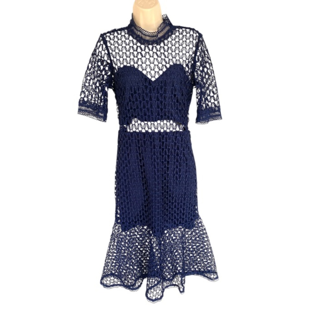 Bardot FIONA MESH DRESS French Navy 6 - Picture 3 of 12